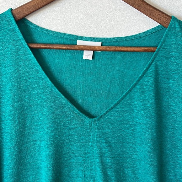 J.‎ Jill Love 100% Linen Dark Teal V Neck Short Sleeve Blouse Top Lightweight L - Picture 5 of 13